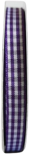 Micomon Dark Purple and White Woven Edge Plaid Ribbon 100% Polyester Gingham - Image 2