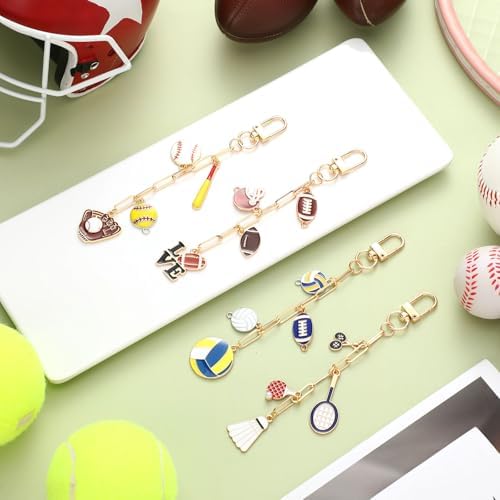 Tondiamo 266 Pcs Football Keychain Making Kit Gold DIY Keychain Craft Gift