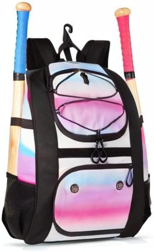 MATEIN Softball Bag, Lightweight Baseball Backpack with Shoe Compartment, Baseball Bag with Fence Hook for TBall Bat & Equipment, Softball Gifts Catchers Backpack for Women Fit Catcher’s Mitt, Helmet