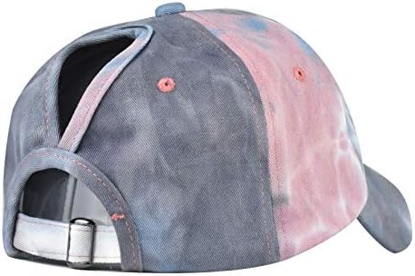 Criss Cross Hat Washed Distressed Baseball Cap Ponytail Hat High Messy Bun Ponycap for Women