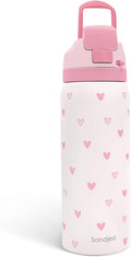 Heart Insulated Stainless Steel Water Bottle with Straw for Sports and Travel, 32oz, Gifts for Women Girls Friends Teens Birthday Christmas
