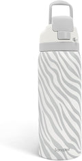 Zebra Print Insulated Stainless Steel Water Bottle with Straw for Sports and Travel, 32oz, Gifts for Women Girls Friends Teens Birthday Christmas