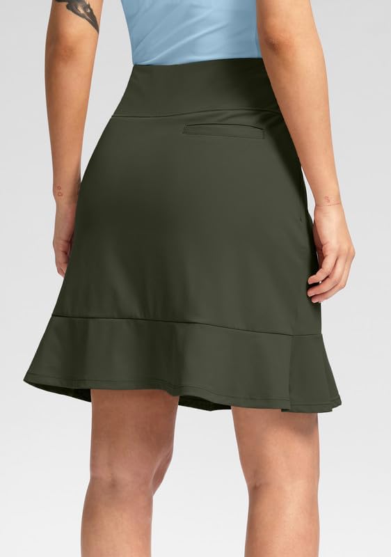 Viodia 20" Knee Length Skorts Skirts for Women with Pockets High Waisted Athletic Tennis Golf Skort for Casual Summer
