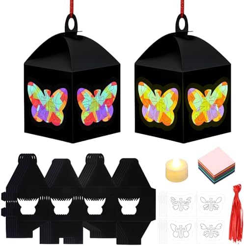 Simgoing 12 Set Lantern Craft Butterfly Cross Tissue Paper Religious Craft