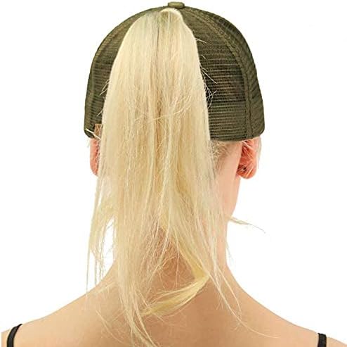 Criss Cross Hat Washed Distressed Baseball Cap Ponytail Hat High Messy Bun Ponycap for Women