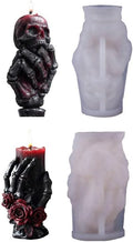 2 Pcs Halloween Skull Candle Molds 3D Skull Resin Molds, Ghost Hand Silicone by USUKUSI