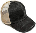 Criss Cross Hat Washed Distressed Baseball Cap Ponytail Hat High Messy Bun Ponycap for Women