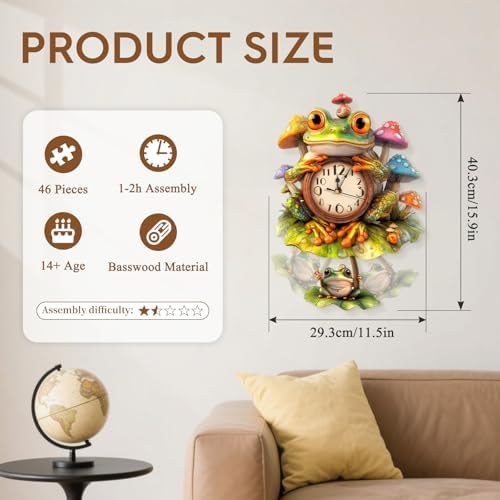 3D Puzzles for Adults Wooden Frog Puzzle Clock Adult Crafts