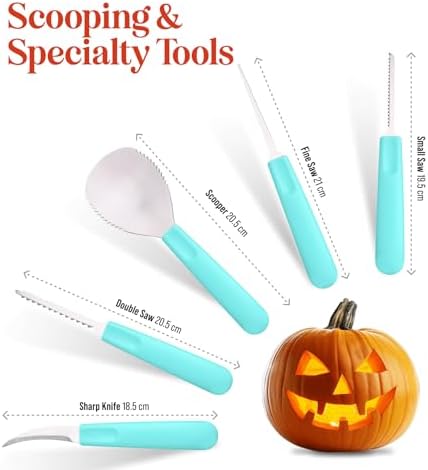 Halloween Pumpkin Carving Kit Case - Complete Pumpkin Carving Set With Saw Pumpkin Carving Knife - Halloween Pumpkin Carving Tools - Pumpkin Garnishing Knives