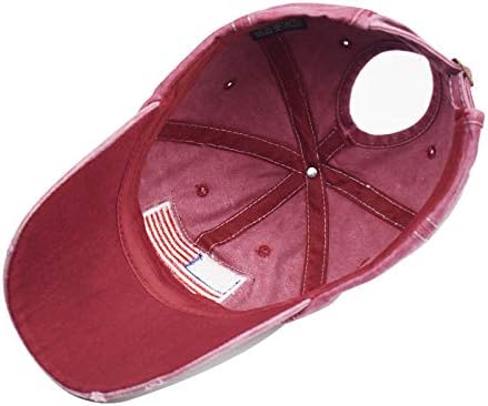 Distressed Ponytail Hat for Women American-Flag Pony Tail Caps High Bun