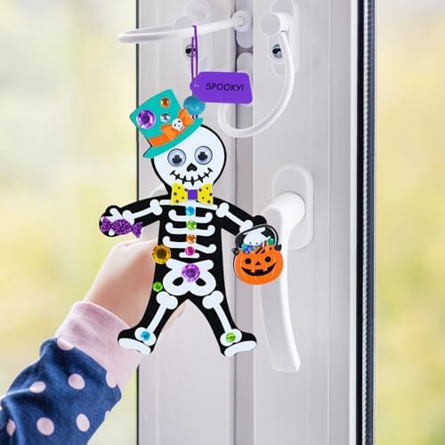 Winlyn 24 Sets Halloween Craft Kits Individual Fall Crafts DIY Bat Ghost Monster Witch Skeleton Frankenstein Ornaments Foam Halloween Arts and Crafts for Kids Holiday Classroom Activities Party Favors