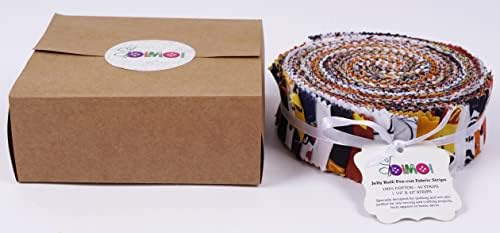Soimoi 40Pcs Halloween Print Precut Fabrics Strips Roll Up 1.5x42inches Cotton Jelly Rolls for Quilting - Multicolor