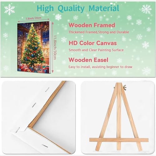 Christmas Paint by Numbers for Adults with Framed Canvas - Wooden Easel