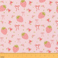 Strawberry Upholstery Fabric for Chairs | Pink Bow Outdoor Fabric by The Yard 72"x63", Princess Silk Ribbon Cute Bowknot Boho Floral Flowers Kawaii DIY Craft Hobby Polyester Fabric