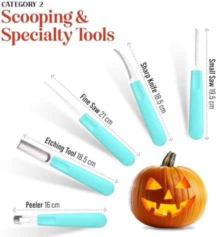 Pumpkin Carving Kit 10 pcs Acua Blue- Halloween Pumpkin Carving Kit Case - Complete Pumpkin Carving Set With Saw Pumpkin Carving Knife - Halloween Pumpkin Carving Tools
