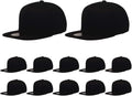 ZH Plain Flat Brim Snapback Baseball Caps Adjustable Blank Baseball Caps Wholesale 12 Pack