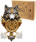 3D Puzzles for Adults Wooden Wolf Puzzle Clock Adult Crafts