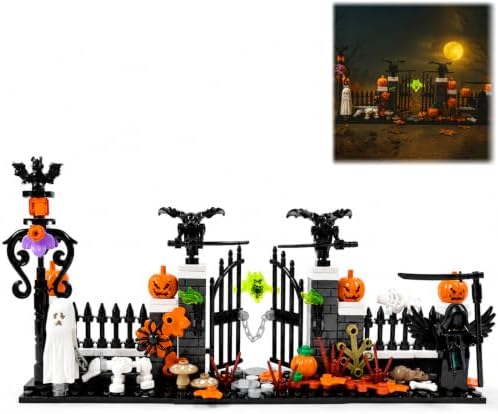 Halloween Graveyard Gate Building Blocks Set, 258 PCS 3-Section Display