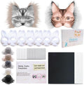 J6&H6 31 Pcs DIY Therian Mask Kit with Exclusive Funny Stickers, Blank Cat Mask,Fabric Sheet, Faux Fur and Eye Mesh Suitable for Christmas Role-Playing Parties?White?
