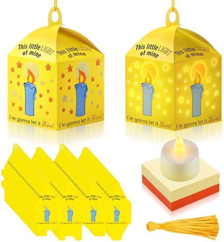 Simgoing 24 Sets Religious Candle Lantern Kit Sunday School Crafts
