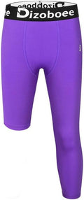 Youth Boys Compression Pants One Leg 3/4 Athletic Leggings for Sports Kids Basketball Tights Football Baseball Pants