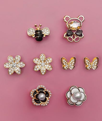 ZOKUZO Chic Bling Shoe Charms Gold and Sliver Designer Jewels Pretty Cute Chains Decorations Accessories for Women Girl Adults