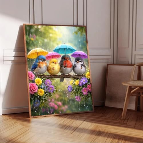 PHANTASYART Birds Paint by Number Framed with Wooden Easel 12x16inch