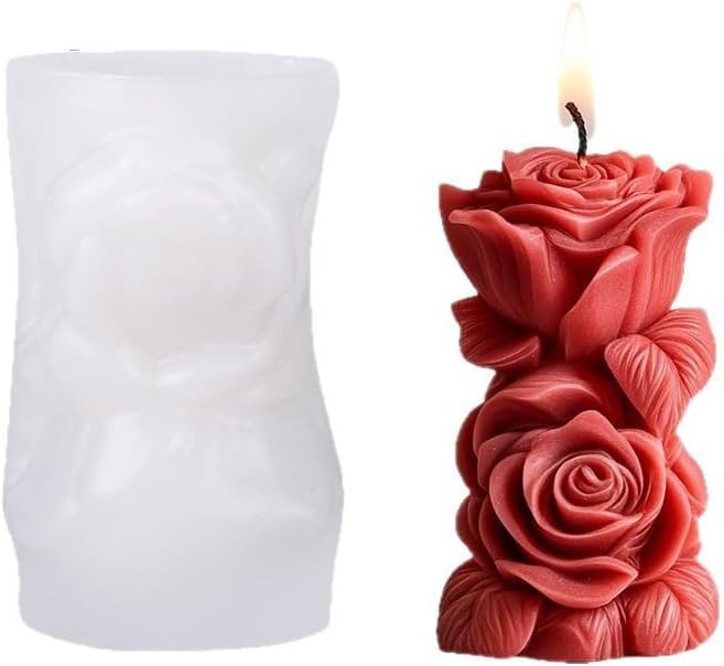 Rose Bouquet Candle Molds Pillar Silicone Mold Resin Casting - Image 2