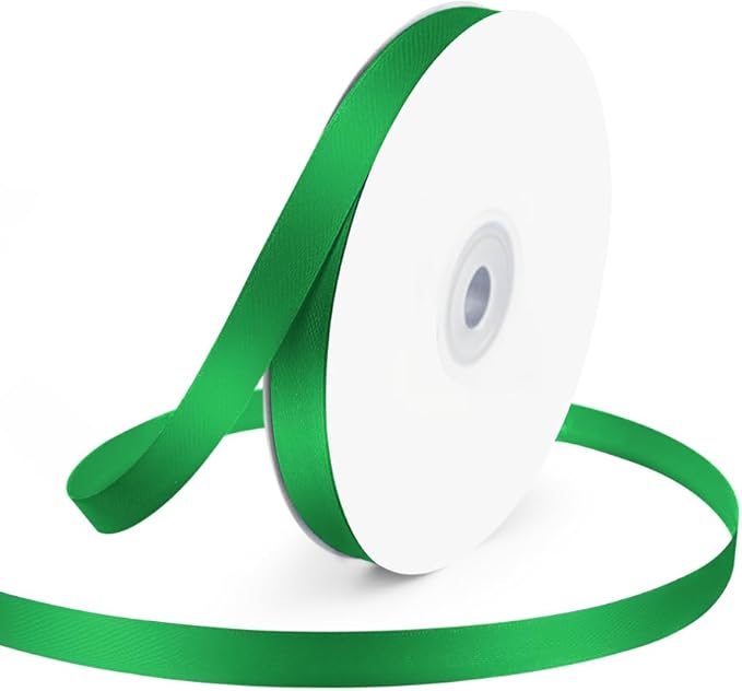 KMER LIFE 3/8" Wide x 50 Yards Green Single Faced Polyester Satin Ribbon by KMERLIFE
