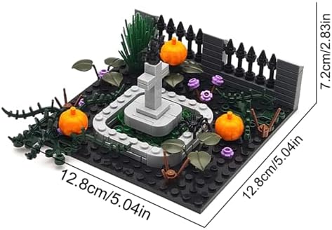 Halloween Graveyard Cross Building Blocks Set, 129 PCS Cemetery Scene