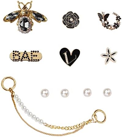 ZOKUZO Chic Bling Shoe Charms Gold and Sliver Designer Jewels Pretty Cute Chains Decorations Accessories for Women Girl Adults