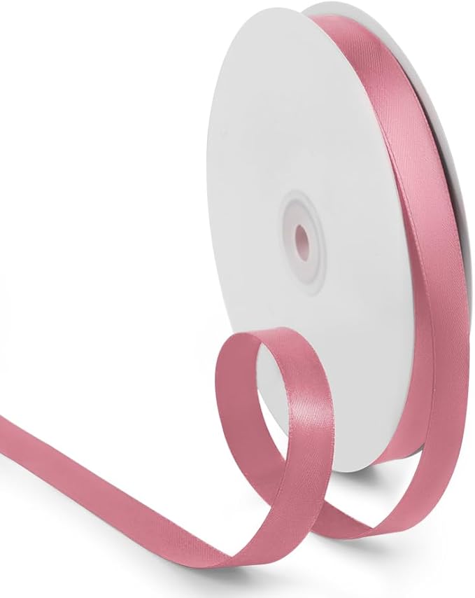 5/8 Inch 100 Yards Satin Ribbon Dusty Pink, Solid Color Fabric Ribbon by HimBen