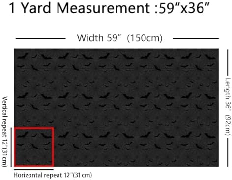 Spider Web Fabric by The Yard Black Gray Wild Bat Soft Polyester Sewing Fabric Horror Halloween Decor No Stretch Durable Material for DIY Art Craft Making 5 Yard Bolt,180" L x 59" W