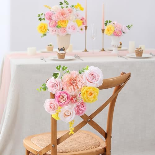 Floweroyal Artificial Flowers Fake Rose Flowers Dahlia with Stems for DIY Wedding Bridal Bouquets, Baby Shower, Floral Arrangement, Table Centerpieces, Home Decorations