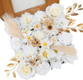 Floweroyal Artificial Flowers Combo Pure White Flowers Mix Silk Flowers Fake Roses with Stems for DIY Wedding Bridal Bouquets, Baby Shower, Floral Arrangement, Table Centerpieces, Home Decorations.