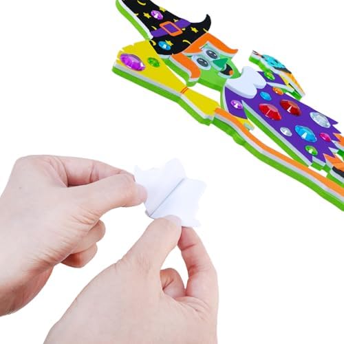 Winlyn 24 Sets Halloween Craft Kits Individual Fall Crafts DIY Bat Ghost Monster Witch Skeleton Frankenstein Ornaments Foam Halloween Arts and Crafts for Kids Holiday Classroom Activities Party Favors