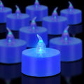 Tea Lights Battery Operated Candles LED Tea Lights Flameless Candles 200+ Hours Flickering Fake Tealights for Sweetest Day Wedding Home Decorations Party (Blue Base, 24 Pack)