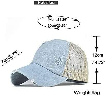 Criss Cross Hat Washed Distressed Baseball Cap Ponytail Hat High Messy Bun Ponycap for Women