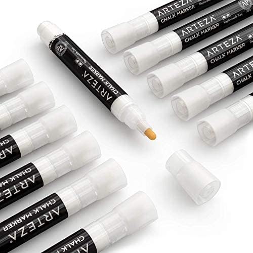 ARTEZA Liquid White Chalk Markers Set of 12, Fine Tip, Washable Water-Based Pens - Image 5