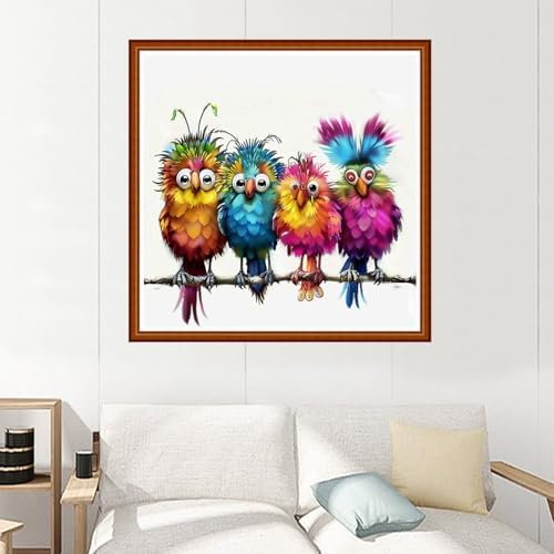 Joyhoor Stamped Cross Stitch Kits for Beginners Needlepoint Kits for Adults Embroidery Kits 11CT Counted Cross Stitch Kits Printed Embroidery Pattern-Colorful Little Bird 18x18 inchs