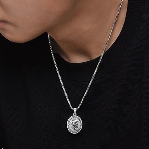 Santa Muerte Necklace for Men Sterling Silver Owl Skull Grim Reaper Pendant Heart Crystal Oxidation Skull Holy Death Scythe Aumelt Charm Necklace Jewelry Gifts for Father's Day Halloween Christmas