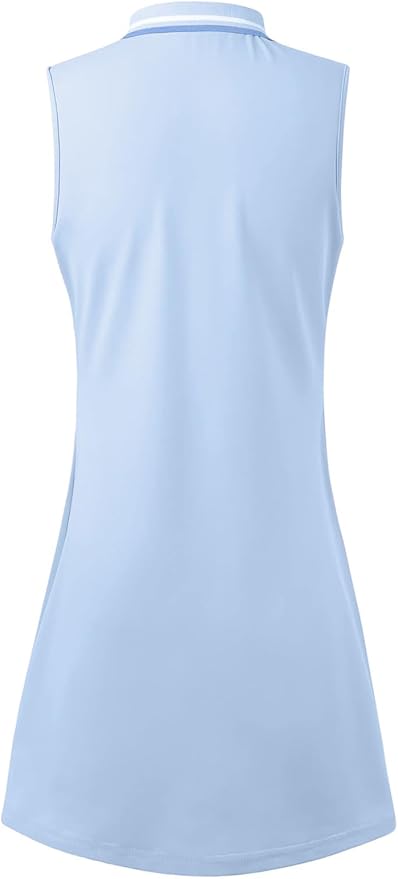 Womens Sleeveless Golf Tennis Dresses with Inner Shorts＆Pockets for Workout Exercise