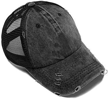 Eohak Distressed Ponytail Hats Baseball for Women Messy-Bun Pony Caps