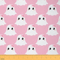 Feelyou Pink Halloween Soft Flannel Fabric by The Yard Cute Ghost Upholstery Fabric for Sewing Crafting Kawaii Bow Indoor Decor for Home DIY Projects 2 Yards