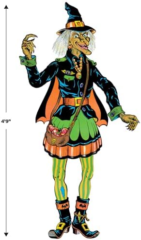 Beistle Vintage Halloween Jointed Witch, Spooky Season Wall Decoration, Classic Décor for Haunted Houses and October Seasonal Displays, 57”