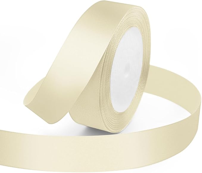KMER LIFE Solid Color Ivory Satin Ribbon 1 Inches x 25 Yards, Wedding Decor by KMERLIFE