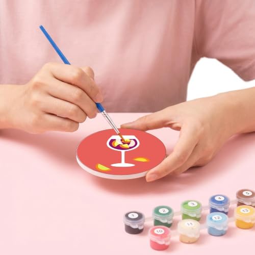 8 Pack Drinks Paint by Numbers Kits Coasters with Holder Cork Pads