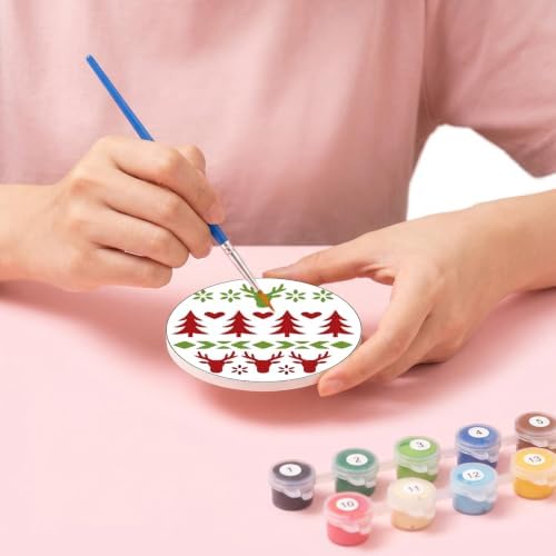 8 Pack Christmas Paint by Numbers Kits Coasters with Holder Cork Pads