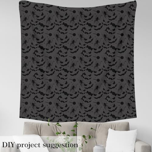 Feelyou Halloween Theme Soft Flannel Fabric by The Yard 3 Yards Kids Pumpkin Lantern Upholstery Fabric for Boys Girls Teens Black Spider Animal Candy for Home DIY Projects, Indoor Decor