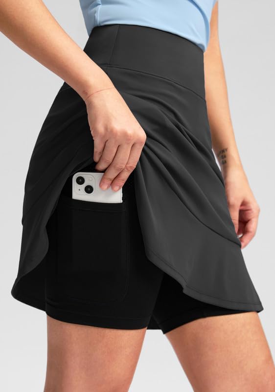 Viodia 20" Knee Length Skorts Skirts for Women with Pockets High Waisted Athletic Tennis Golf Skort for Casual Summer